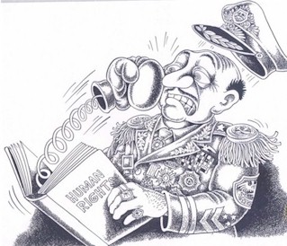 Mongolia  cartoon , cross, human rights