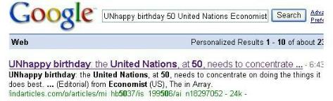 �x�W�F���ۦP�]�p: United Nations is UNhappy at 50th birthday